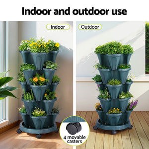 Black Garden Bed | 5 Tier | Vertical Garden Stackable Planters