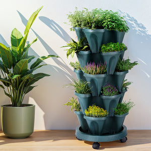 Black Garden Bed | 5 Tier | Vertical Garden Stackable Planters